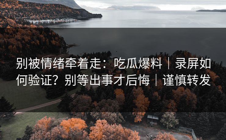 别被情绪牵着走：吃瓜爆料｜录屏如何验证？别等出事才后悔｜谨慎转发