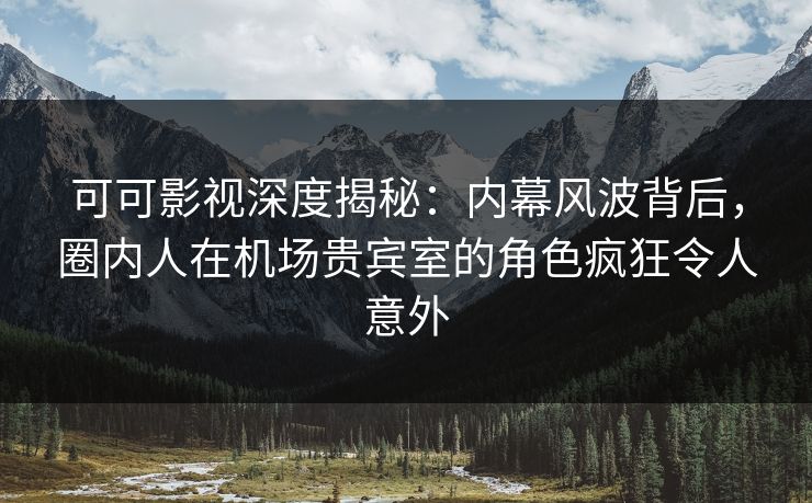 可可影视深度揭秘：内幕风波背后，圈内人在机场贵宾室的角色疯狂令人意外